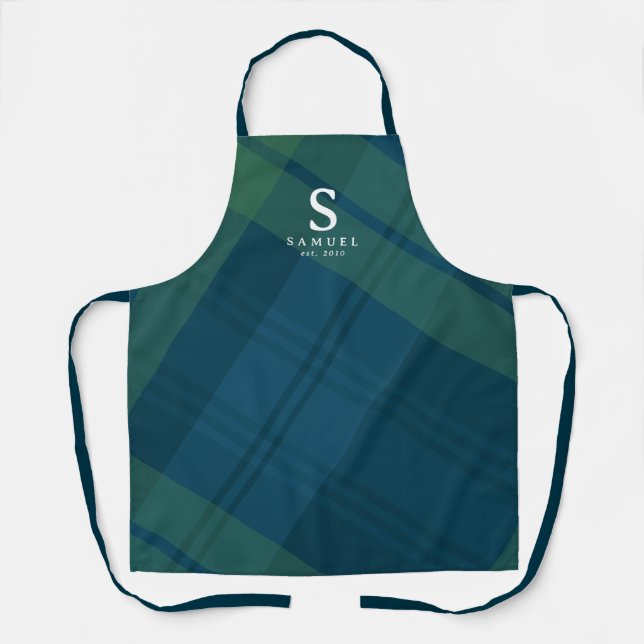 Tablier Classic plaid élégant vacances personnalisées (Recto)