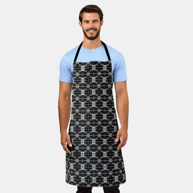 Tablier Classique et Gris Gris Abstrait Moderne Chic Manly (Porté)