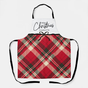 Tablier classique Tartan Plaid Joyeux Noël Custom 