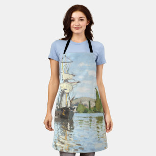 Tablier Claude Monet. Navires à cheval sur la Seine à Roue