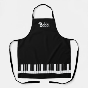 Tablier Clavier de piano noir et blanc Personnalisé