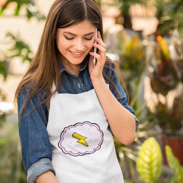 Tablier Cloud rose Boulon de foudre jaune Adulte Apron (Créateur téléchargé)
