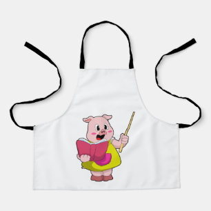 Tablier Cochon comme enseignant avec livre