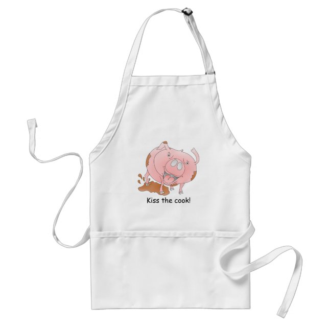 Tablier Cochon rose KISS THE COOK (Devant)