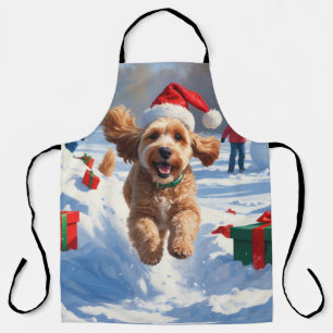 Tablier Cockapo coule en neige avec Casquette de Noël