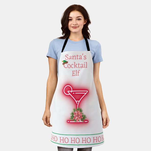 Tablier Cocktail Noël Père Noël Elf Bar (Porté)