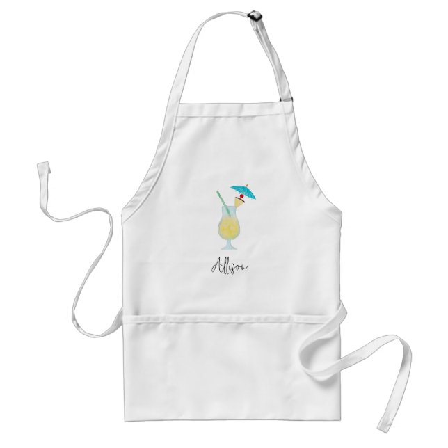 Tablier Cocktail Piña Colada Plage tropicale Personnalisée (Devant)