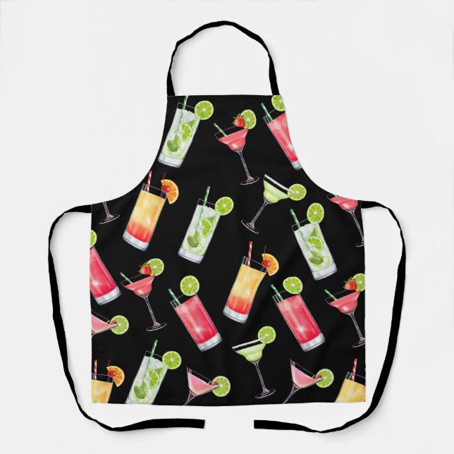 Tablier Cocktails Aquarelle Vibrants (Recto)