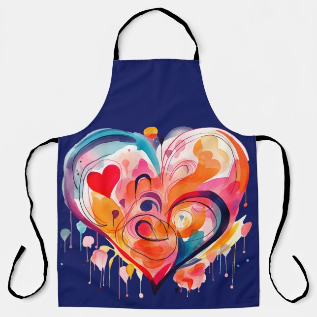 Tablier Coeur aquarelle (Recto)