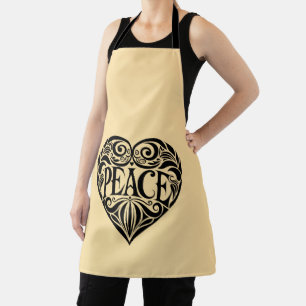 TABLIER CŒUR DE PAIX NOIR ET BLANC