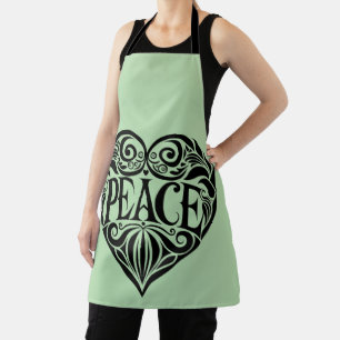 TABLIER CŒUR DE PAIX NOIR ET BLANC