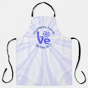 Tablier Coeur du drapeau grec en bleu LOVE