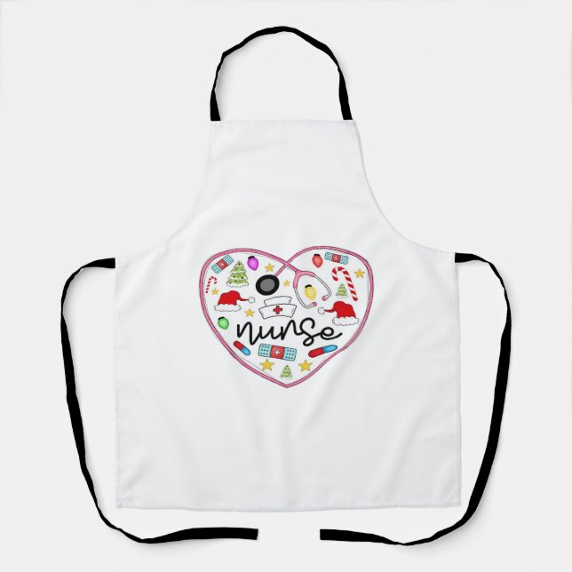 Tablier Coeur infirmière, T-shirt surdimensionné Halloween (Recto)