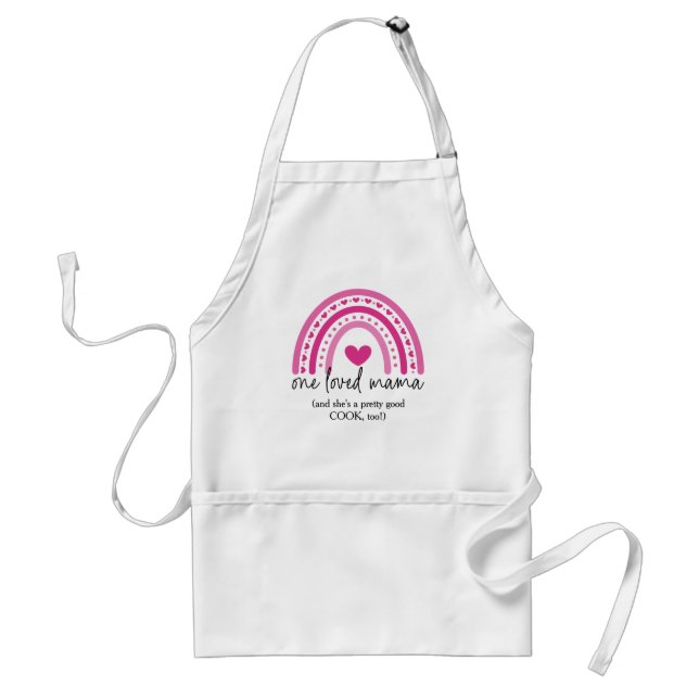 Tablier Coeur rose Arc-en-ciel Une maman aimée (Devant)