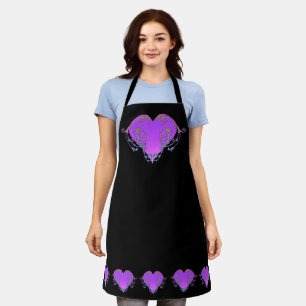 Tablier Coeur violet élégant et romantique avec de la pros