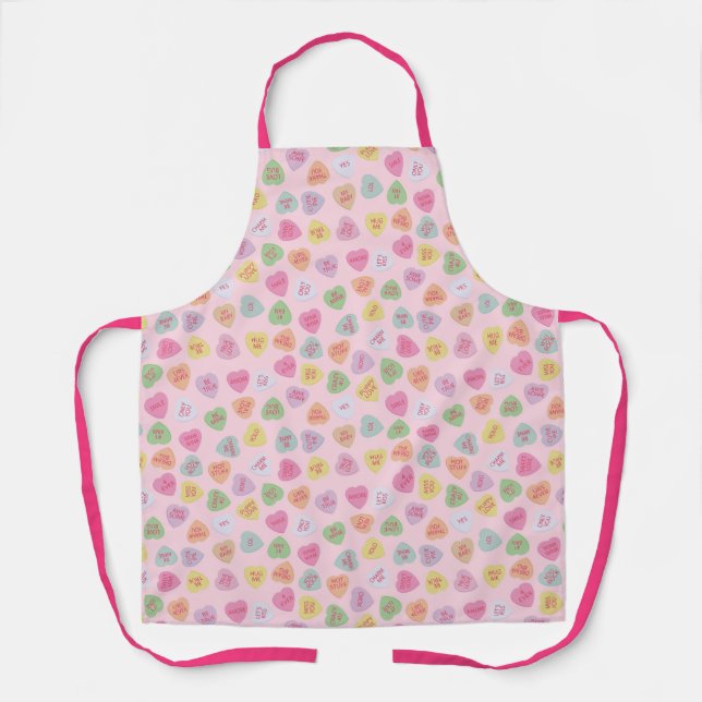 Tablier Coeurs de bonbons rose Apron amoureux (Recto)