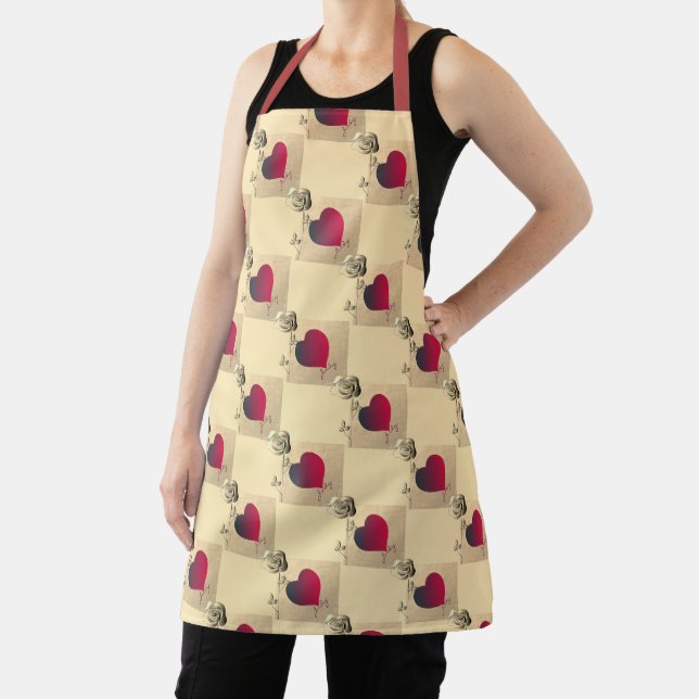 Tablier Coeurs de Saint Valentin avec Rose (Insitu)