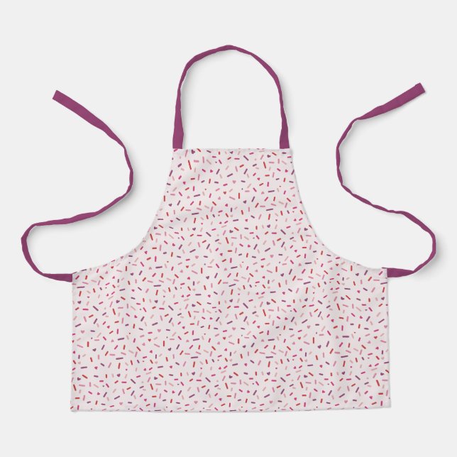 Tablier Coeurs et arroses mignonette rose rouge violet (Recto)