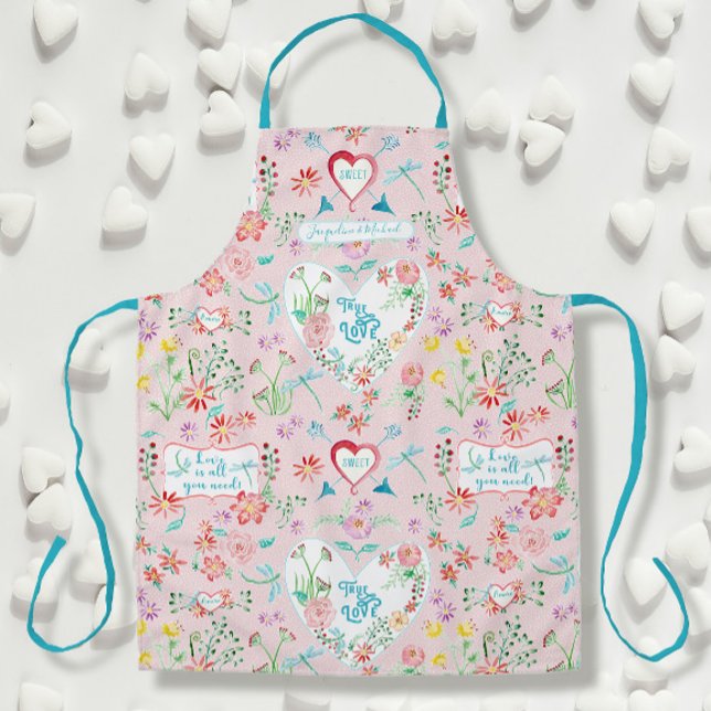Tablier Coeurs floraux en Amour Fête des Valentines (Créateur téléchargé)