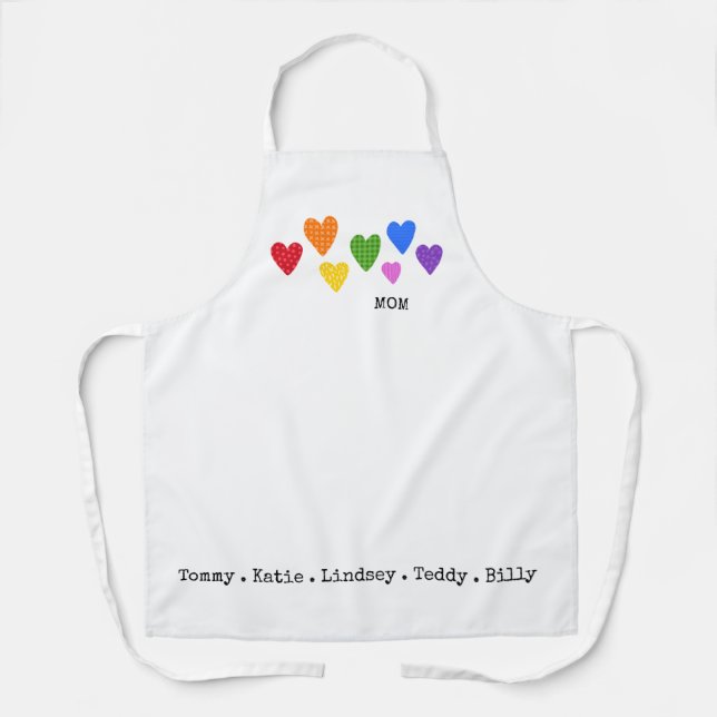 Tablier Coeurs MOM Enfants NOMS Famille Amusants Fête des  (Recto)