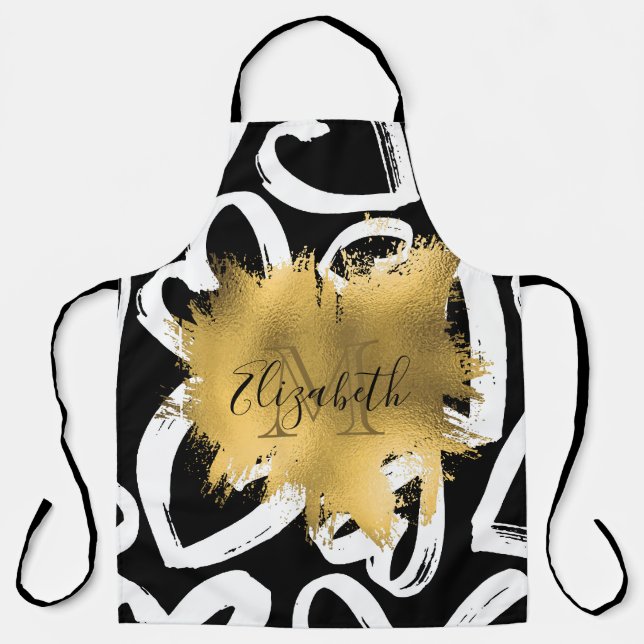 Tablier Coeurs Motif et Golden Foil (Recto)