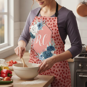 Tablier Coeurs rouges uniques sur rose et motif Personnali
