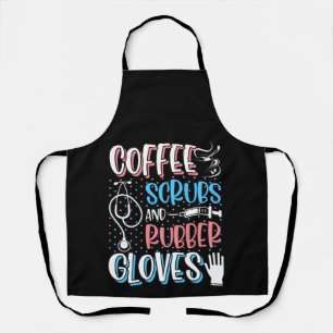 Tablier COFFEE SCRUBS RUBBER GLOVES RN Infirmière inscrit