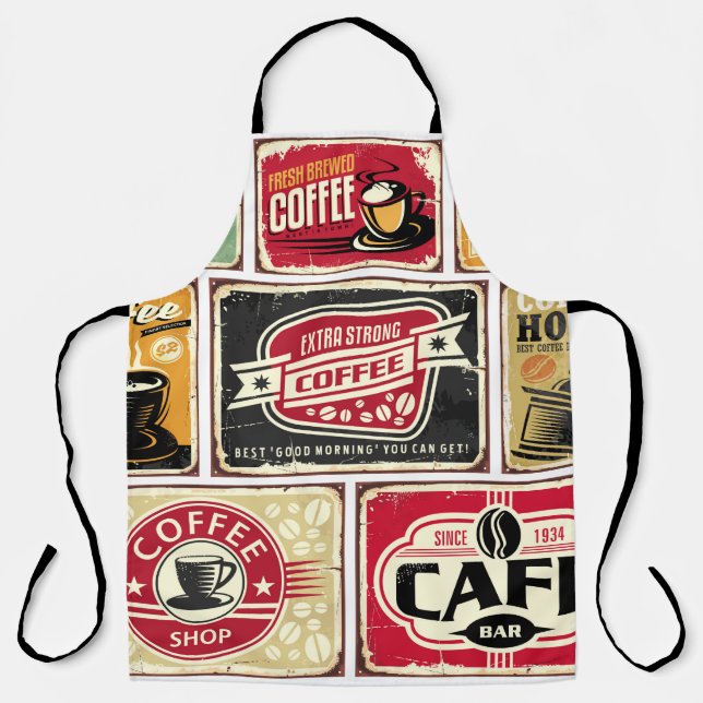 Tablier Coffee signes et collection étiquette. Retro et vi (Recto)