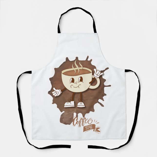 Tablier **Coffee Time – Cute Smiling Cup Steam  (Recto)