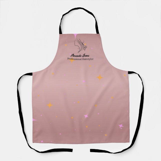 Tablier Coiffeuse Apron Rose Gold Beauté Salon Nom (Recto)