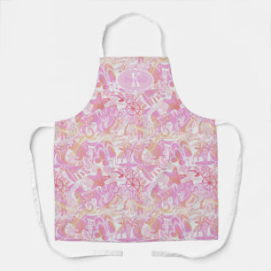 Tablier Collage de plage nautique Hot Pink ID840