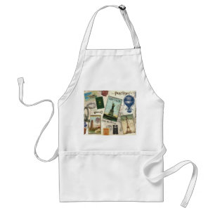 Tablier collage de voyage vintage moderne