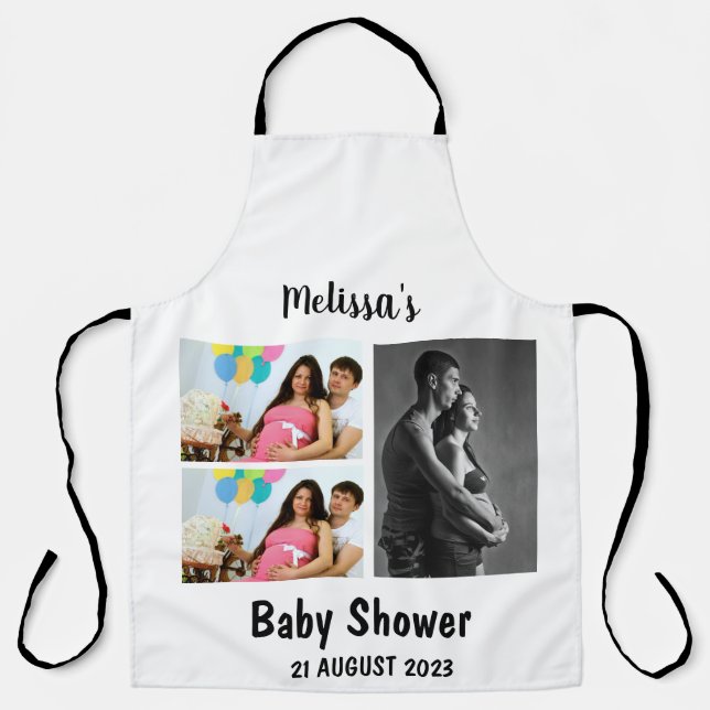 Tablier Collage photo Baby shower 3 personnalisé (Recto)