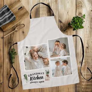 Tablier Collage Photo & Grand-Mère Cuisine Toujours Ouvert