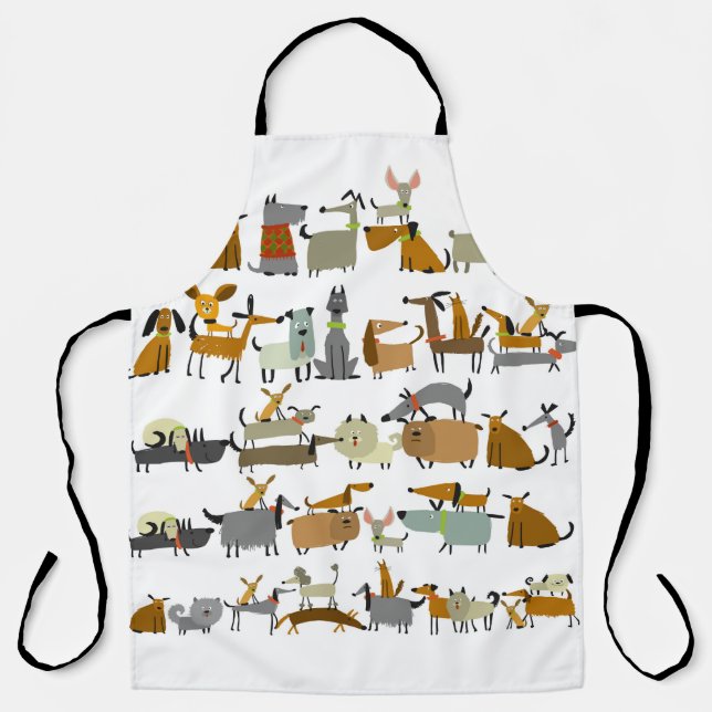 Tablier Collection de chiens mignons, croquis illustration (Recto)