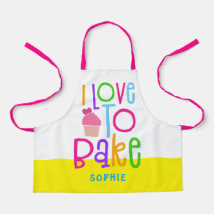 Tablier Coloré J'Aime Faire Cuire Un Nom Typographique