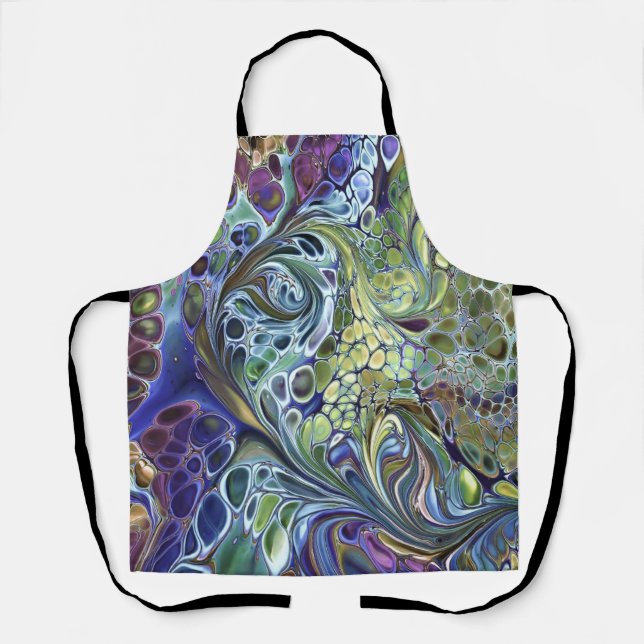 Tablier Coloré Olive sauge vert, violet bleu bordeaux (Recto)