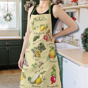 Tablier Colorful vintage Fruit Collage Nom personnalisé