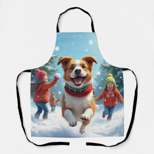 Tablier Combat de boules de neige de Border Terrier Peintu