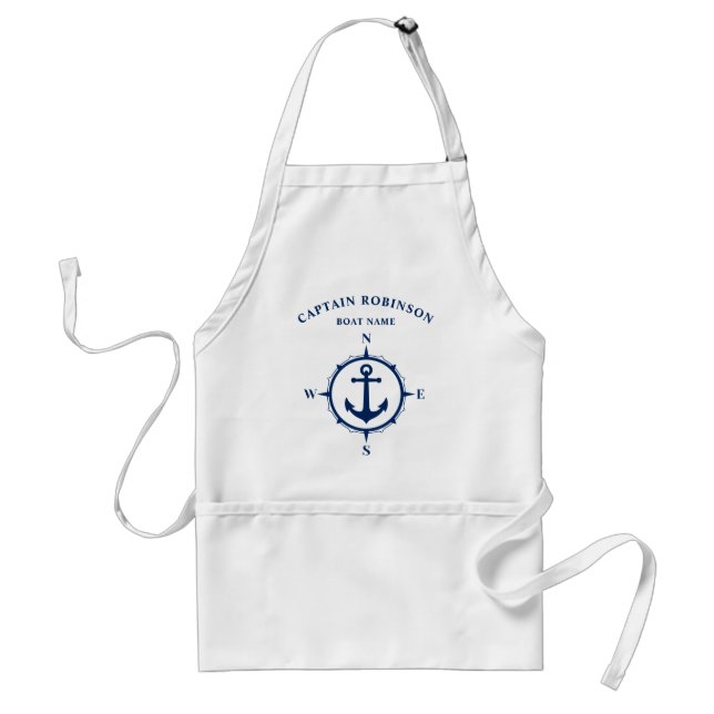 Tablier Compas personnalisé Ancre marine Bleu et blanc (Devant)