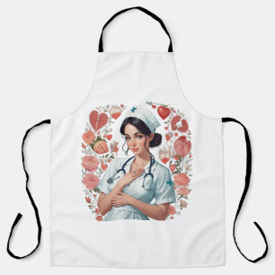 Tablier Compassionate Nurse – Elegant Floral Art Illustrat