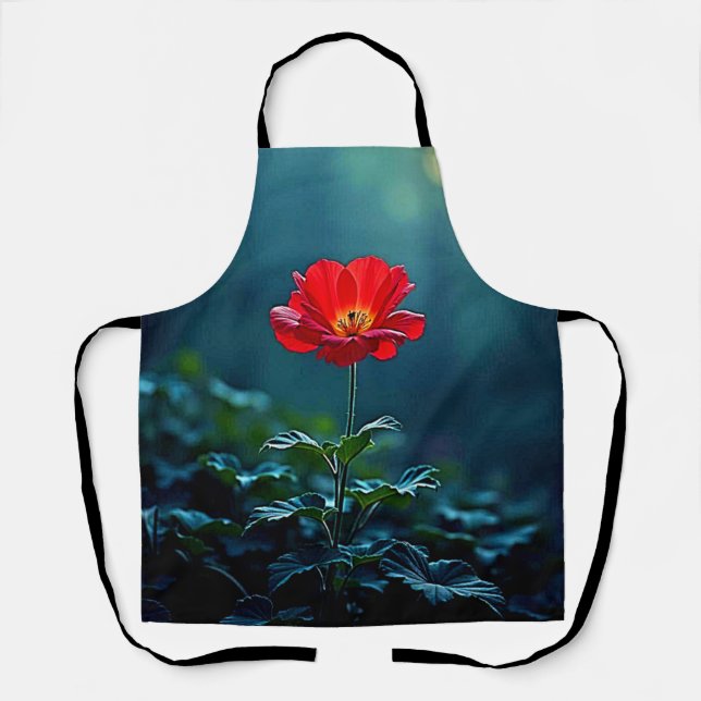 Tablier Conception centrée sur une seule fleur rouge (Recto)