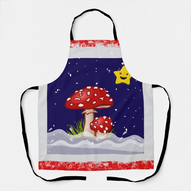 Tablier conception champignons de Noël  (Recto)