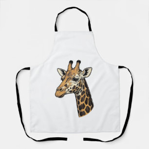 Tablier Conception de chemise de portrait de girafe gravur
