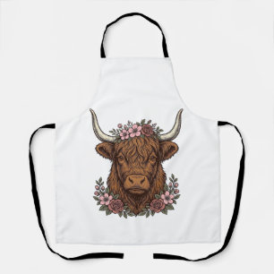Tablier Conception de chemise vectorielle de vache highlan
