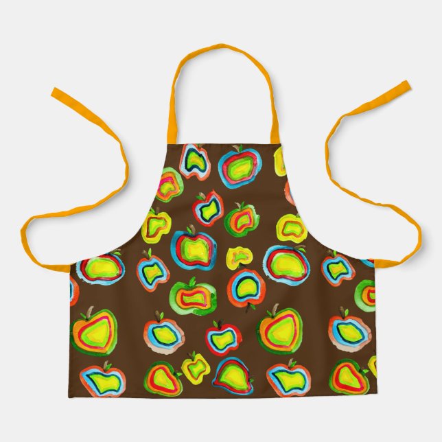 Tablier Conception de fruit d'aquarelle pomme funky (Recto)