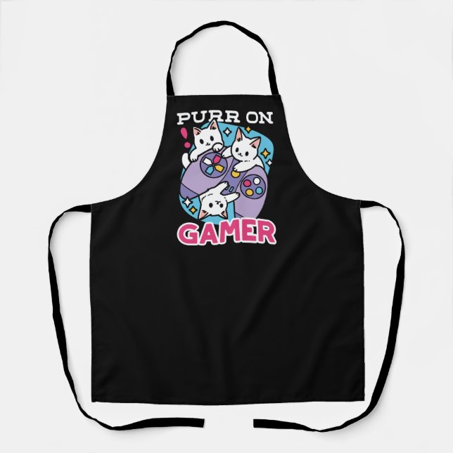 Tablier Conception de gamer de chat - Purr sur Gamer Joyst (Recto)