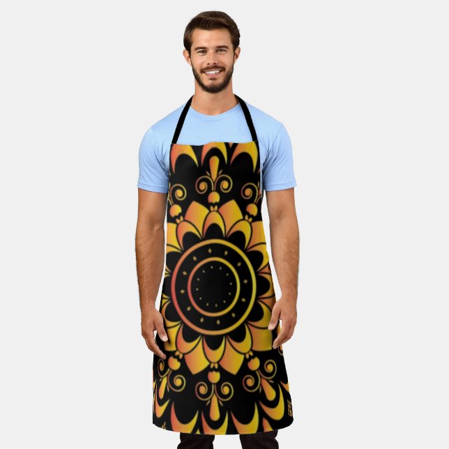 Tablier Conception de mandala unique doré-95747 (Porté)