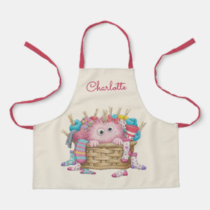 Tablier Conception de monstre de chaussette rose mignon et