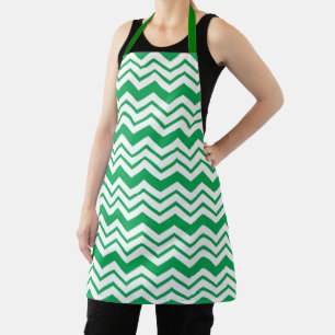 Tablier Conception de motif en chevron zigzag blanc vert